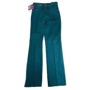 Wrangler deadstock 90s mens green jeans Checotah slim fit Cowboy Cut 28x32.